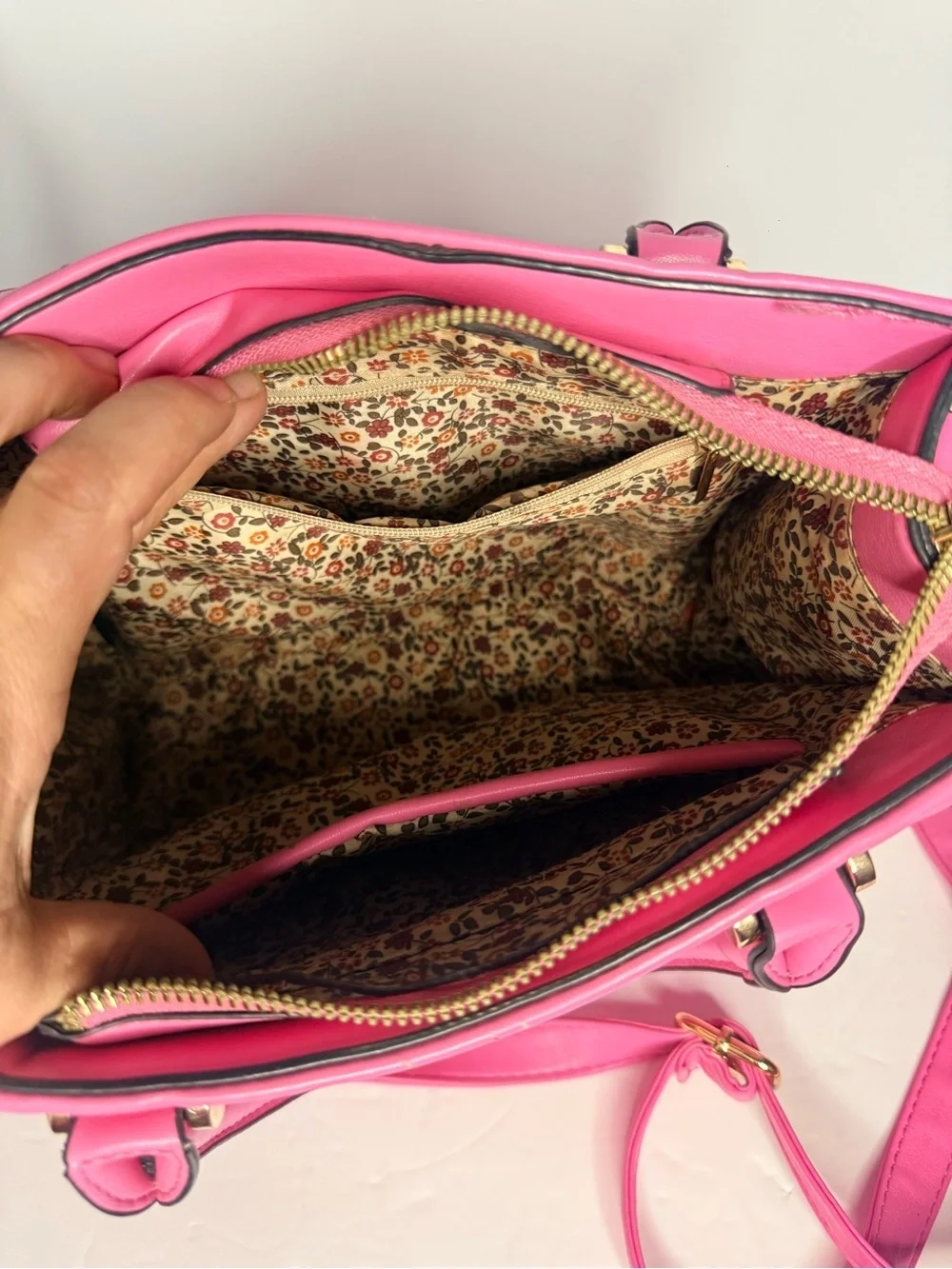 Pink Butterfly Embossed Crossbody Satchel